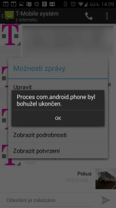 Pád procesu com.android.phone