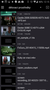 KMPlayer: seznam nalezených videí