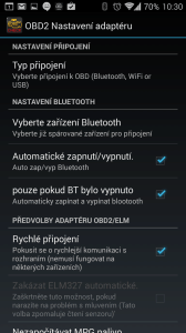 OBD2 Nastavení adaptéru