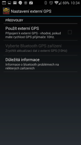 Nastavení externí GPS
