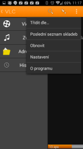 VLC for Android Beta: hlavní nabídka