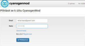 Přihlášení k účtu CyanogenMod