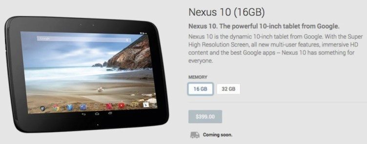 Nexus 10 již brzy v Obchodě Play