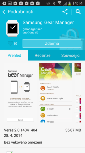 Aplikace Samsung Gear Manager se instaluje skrze Samsung Apps