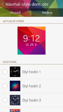 Návrhář stylu domovské obrazovky: Hodiny