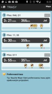 Waze: alternativní trasy k cíli