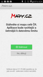 Mapy.cz: stažení map pro offline použití