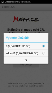 Mapy.cz: výběr úložiště map