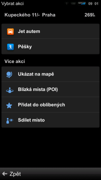 Sygic: zadání cíle