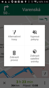 Mapy Google: možnosti během cesty