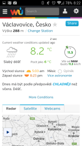 Aktuální situace dle Weather Underground