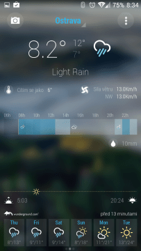 Druhá plocha aplikace Bright Weather