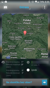 Třetí obrazovka aplikace Bright Weather