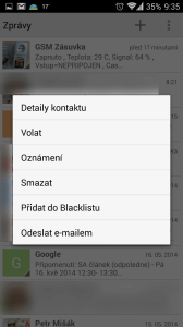 Kontextová nabídka konverzace