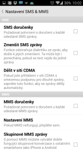 Nastavení SMS a MMS