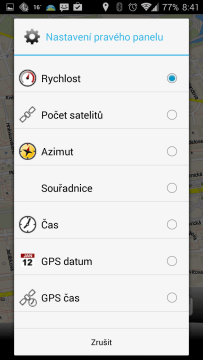 MapFactor: GPS Navigation: nastavení panelu