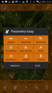 SmartMaps: GPS Navigace a Mapy: parametry trasy