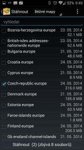 OsmAnd Mapy a Navigace: stažení souborů