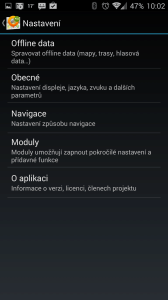 OsmAnd Mapy a Navigace: možnosti nastavení