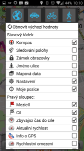 OsmAnd Mapy a Navigace: nastavení rozhraní