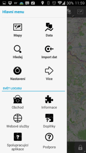 Locus Map Pro – Outdoor GPS: boční nabídka