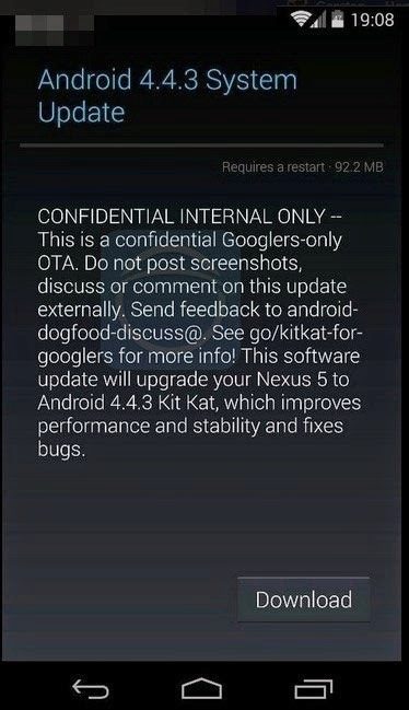 Android 4.4.3 již brzy? Unikl snímek interní aktualizace!