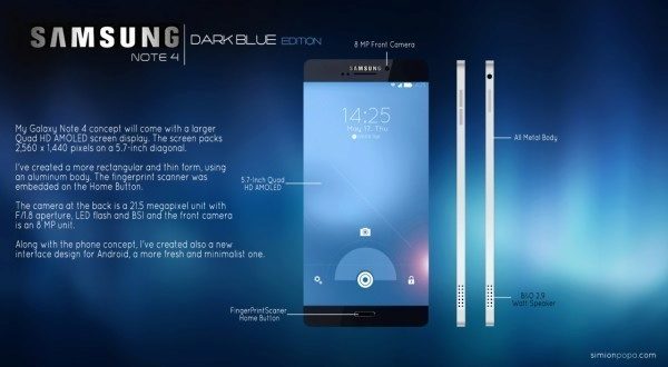 Jeden z mnoha konceptů Galaxy Note 4