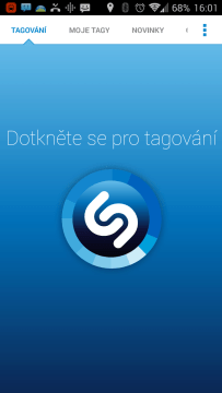 Shazam: hlavní obrazovka