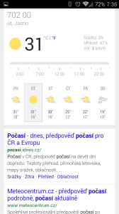 Chytré karty Google: Předpověď počasí