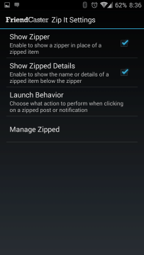 Nastavení funkce Zip It