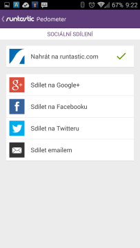 Možnosti sdílení aktivity