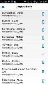 Stažení jazyků a hlasů