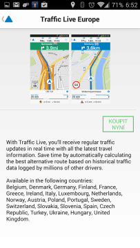 Příplatková funkce Traffic Live