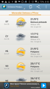 Weather & Clock Widget Android: 5denní předpověď