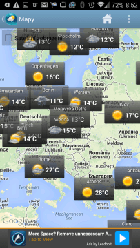 Weather & Clock Widget Android: počasí v mapě