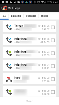 Seznam hovorů