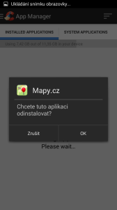 Odinstalace probíhá standardní cestou