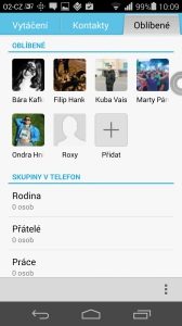 Huawei Ascend P7 recenze - kontakty oblíbené