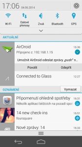 Huawei Ascend P7 recenze - notifikační lišta