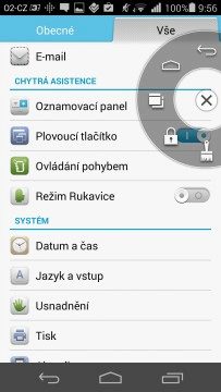 Huawei Ascend P7 recenze - plovoucí tlačítko