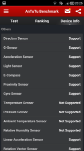 AnTuTu Benchmark - Informace o zařízení - Senzory
