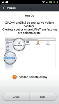 Připojení k počítači - Mac OS