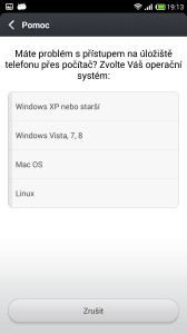 Připojení k počítači - Pomoc - Volba vašeho OS