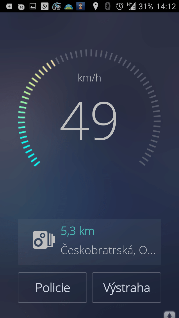 Speedometer by Sygic: hlavní okno aplikace