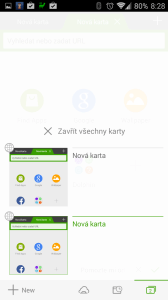 Dolphin Browser: práce s kartami