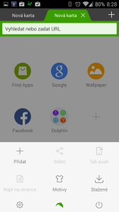 Dolphin Browser: nabídka aplikace