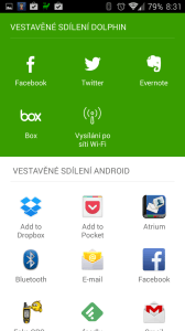 Dolphin Browser: možnosti sdílení