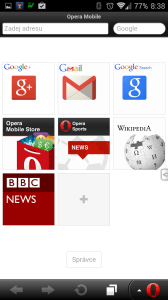 Opera Mobile Classic: hlavní obrazovka