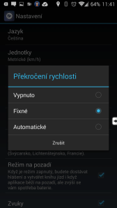 Upozornění na překročení rychlosti