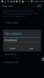 Nová kategorie poznámek před spánkem